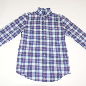 Vineyard Vines Men's Slim Fit Tucker Shirt Size XS Blue Pink Plaid Long Sleeves